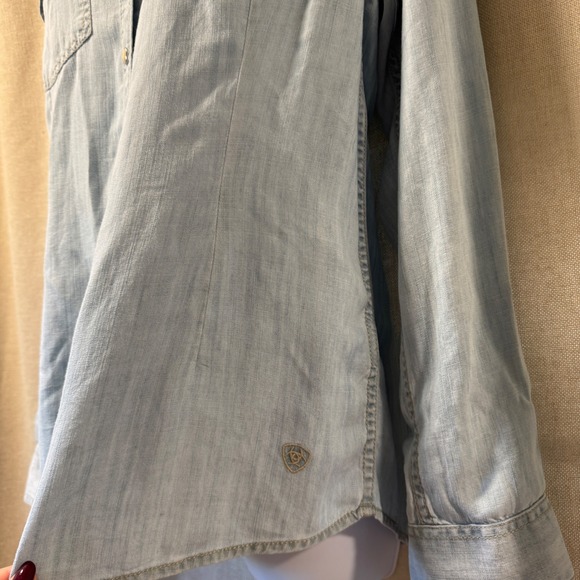 Ariat Pearl Snap Western Shirt Womens M Denim Blue Cowboy Rodeo - Picture 4 of 9